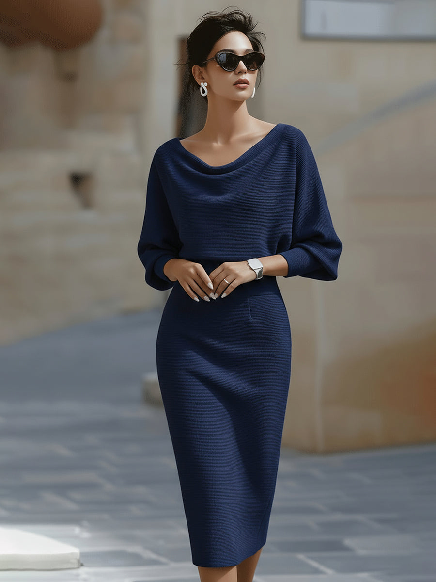 CIELO | White Draped Batwing Midi Dress