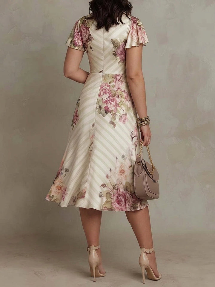 Margaret | Abito Midi in Satin Floreale Vintage
