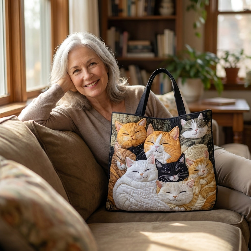 Borsa Artigianale Trapuntata - Gattini Che Dormono