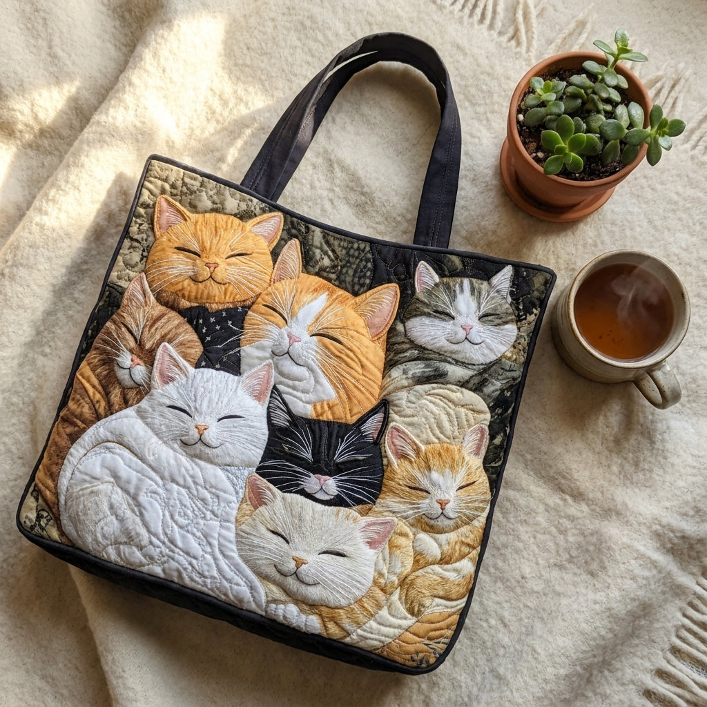 Borsa Artigianale Trapuntata - Gattini Che Dormono