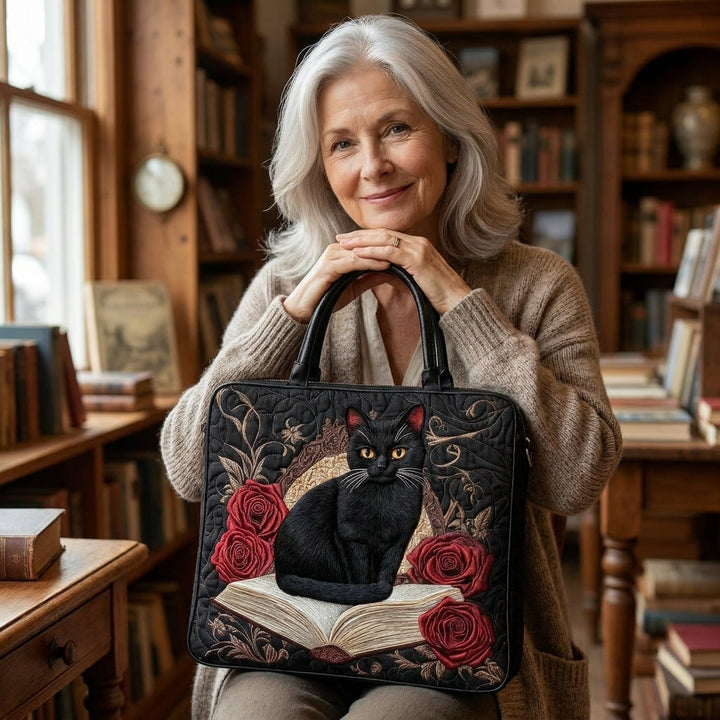 Borsa Artigianale Trapuntata - Gatto Nero sui Libri