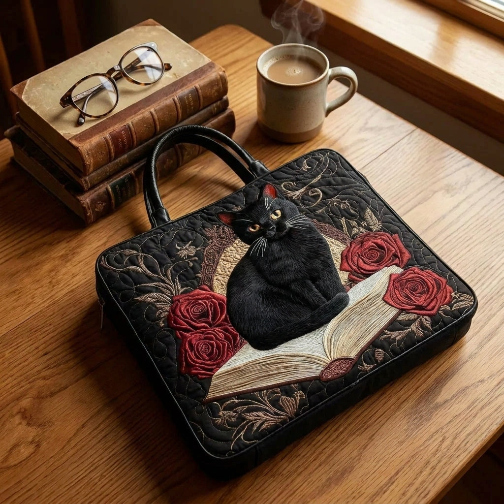 Borsa Artigianale Trapuntata - Gatto Nero sui Libri