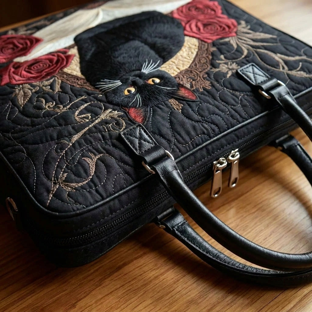 Borsa Artigianale Trapuntata - Gatto Nero sui Libri