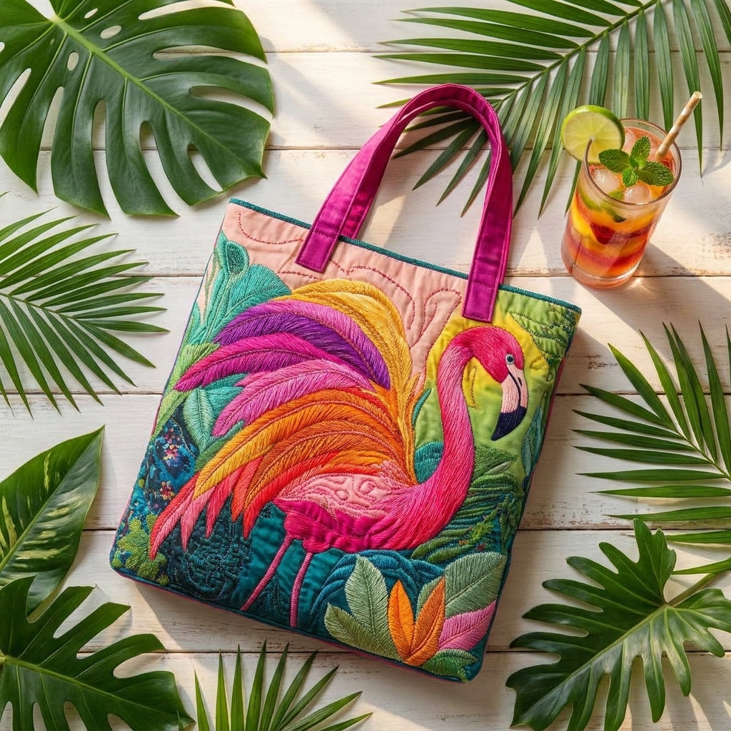 Borsa Tote Trapuntata - Fenicottero Arcobaleno