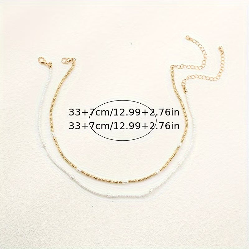 Set di Collana a Strati in Oro e Perle