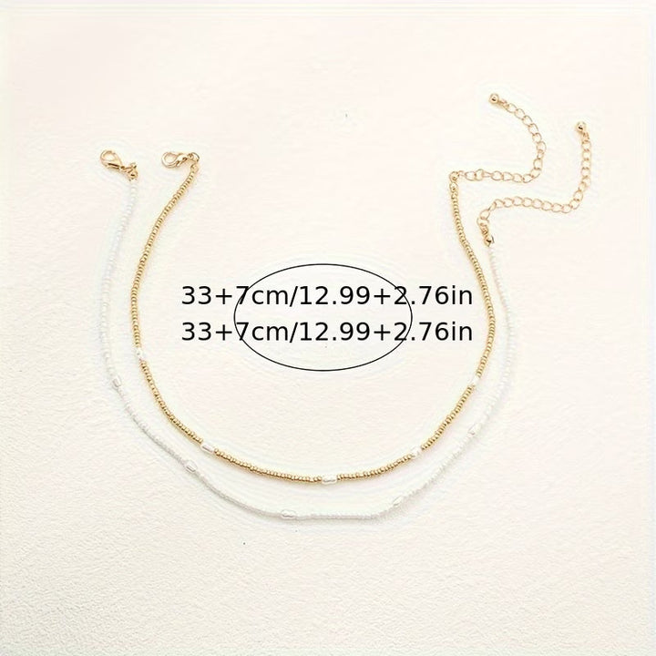 Set di Collana a Strati in Oro e Perle