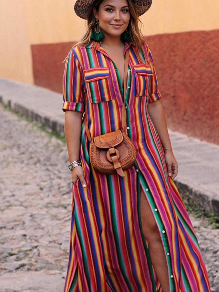 Nancy | Gonna Maxi a Righe Stampata Casual Estiva