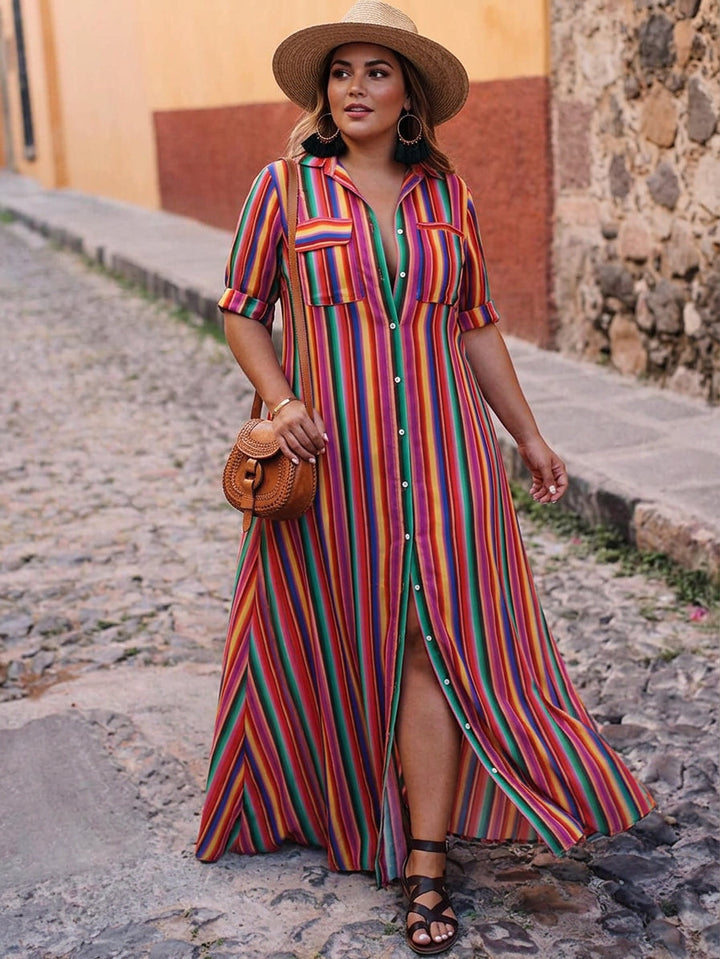 Nancy | Gonna Maxi a Righe Stampata Casual Estiva