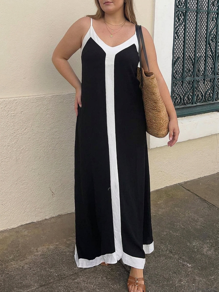 Nancy | Vestito Midi Colorblock in Stile Isola Lavechic