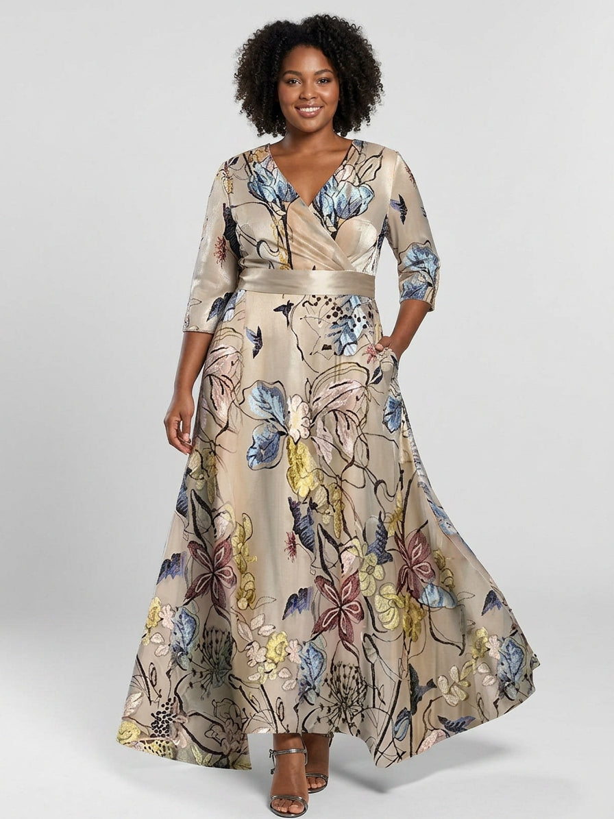 Lea | Abito Maxi Elegante Glam da Spiaggia a Maniche Medie