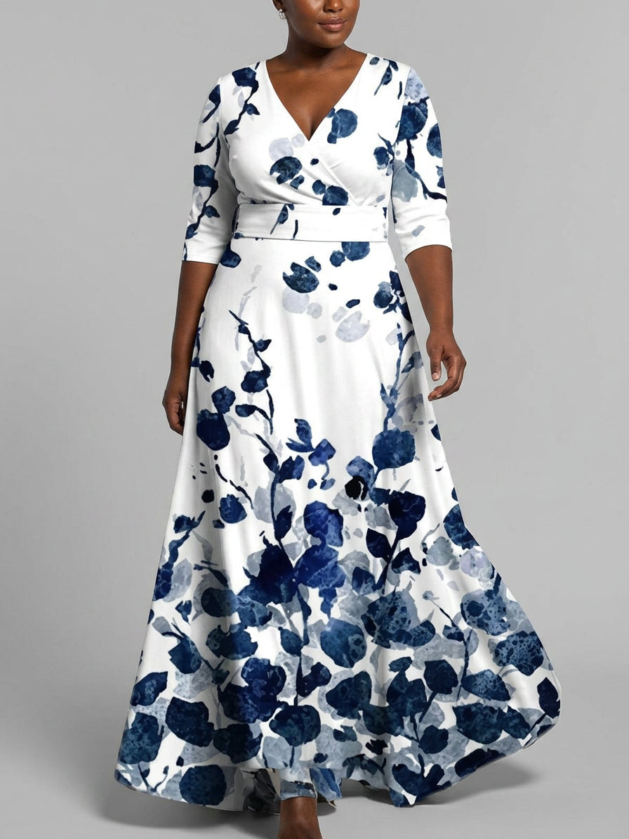 Lea | Abito Maxi Elegante Glam da Spiaggia a Maniche Medie