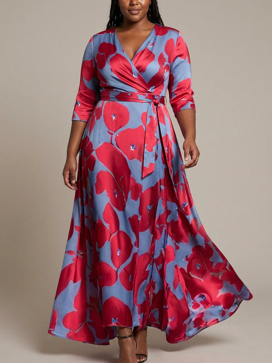 Lea | Abito Maxi Elegante Glam da Spiaggia a Maniche Medie