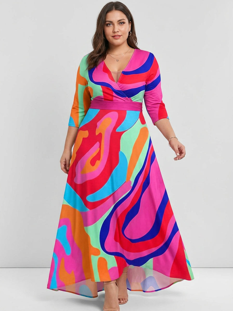Lea | Abito Maxi Elegante Glam da Spiaggia a Maniche Medie