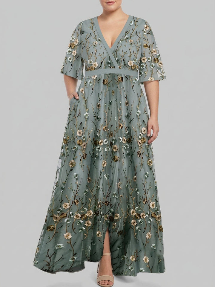 Lea | Abito Maxi Elegante Glam da Spiaggia a Maniche Medie