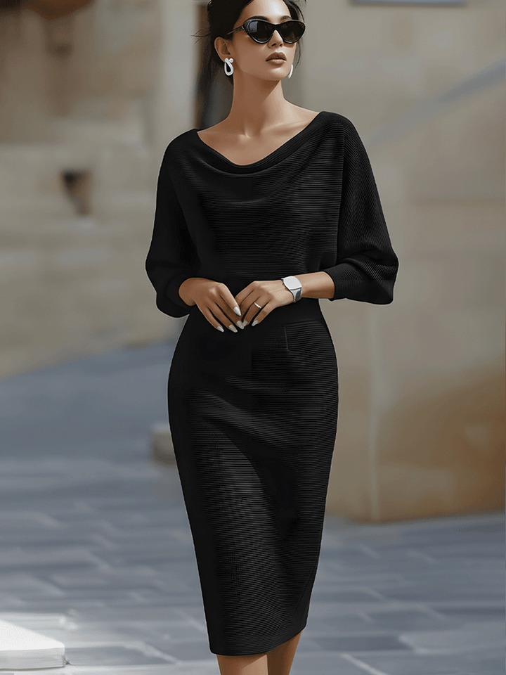 CIELO | White Draped Batwing Midi Dress