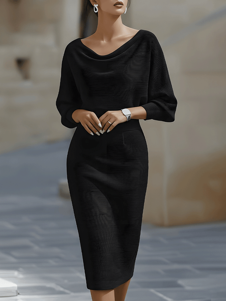 CIELO | White Draped Batwing Midi Dress