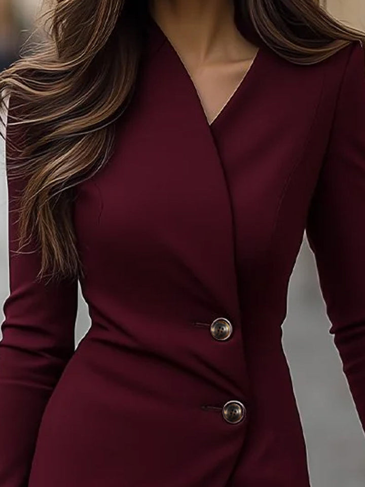 CIELO | Abito Midi Buttoned in Stile Avvolgente Borgogna