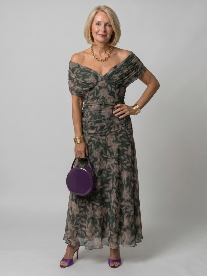 Calen | Vestito Midi Off Shoulder Fluttuante