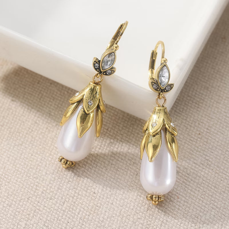 Orecchini in Perle Botaniche Vintage