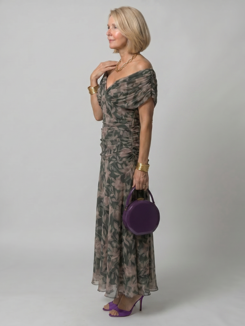 Calen | Vestito Midi Off Shoulder Fluttuante