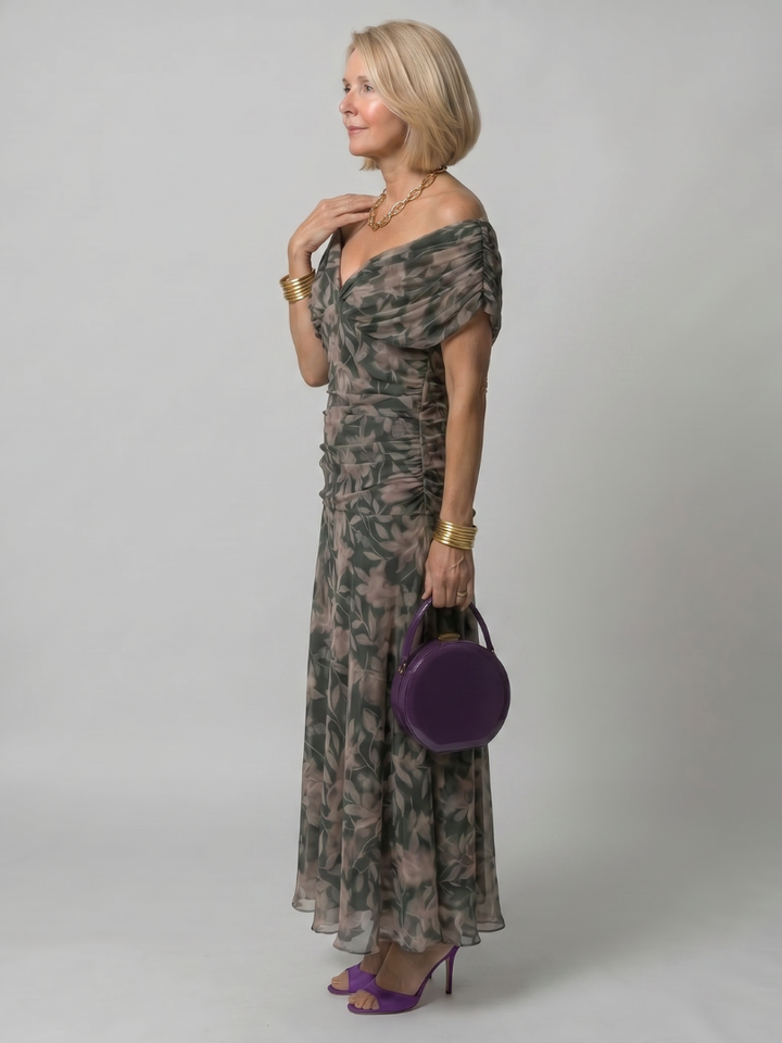 Calen | Vestito Midi Off Shoulder Fluttuante