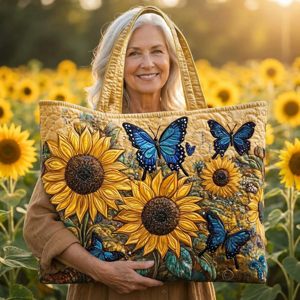 Borsa Artigianale - Girasoli e Farfalle Blu