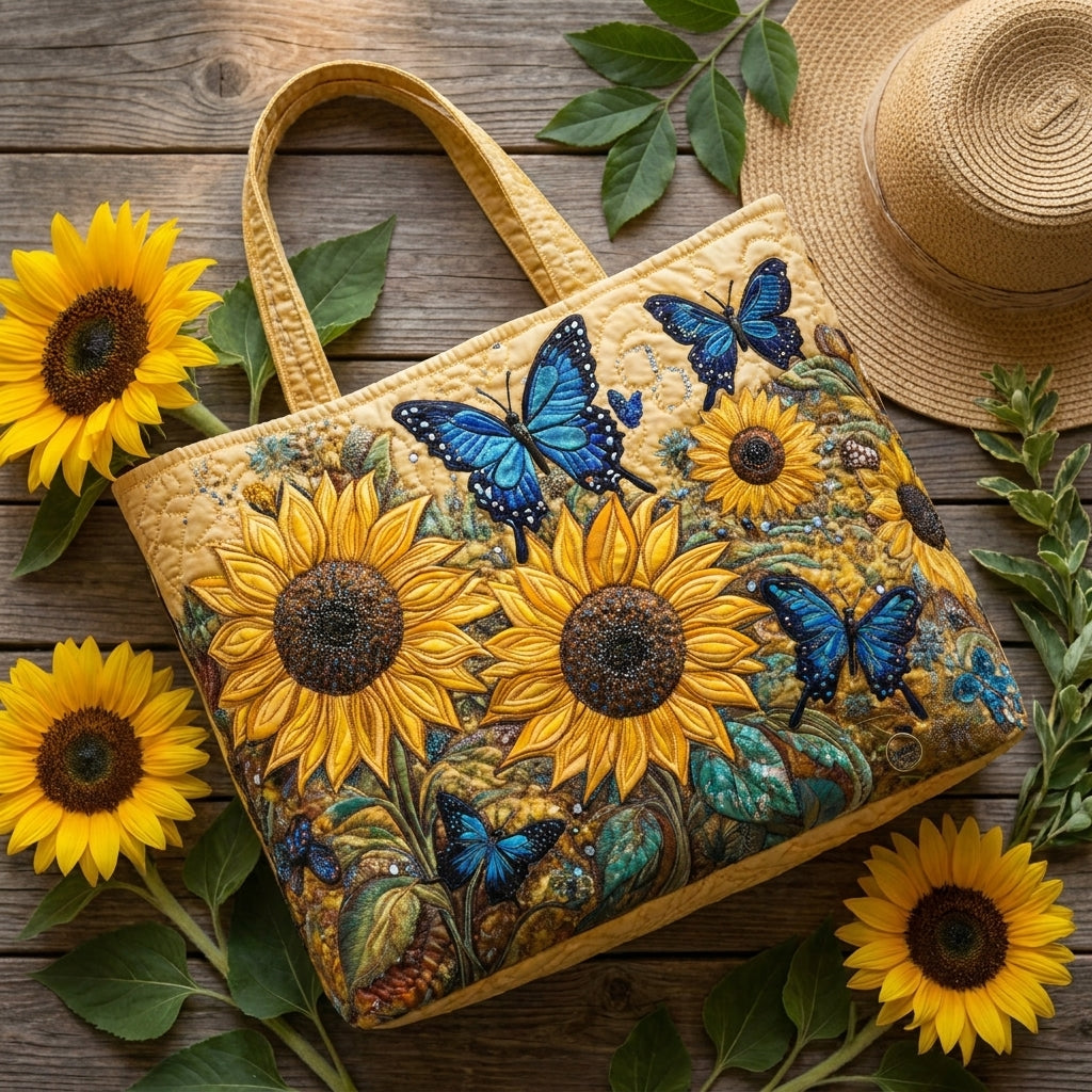 Borsa Artigianale - Girasoli e Farfalle Blu