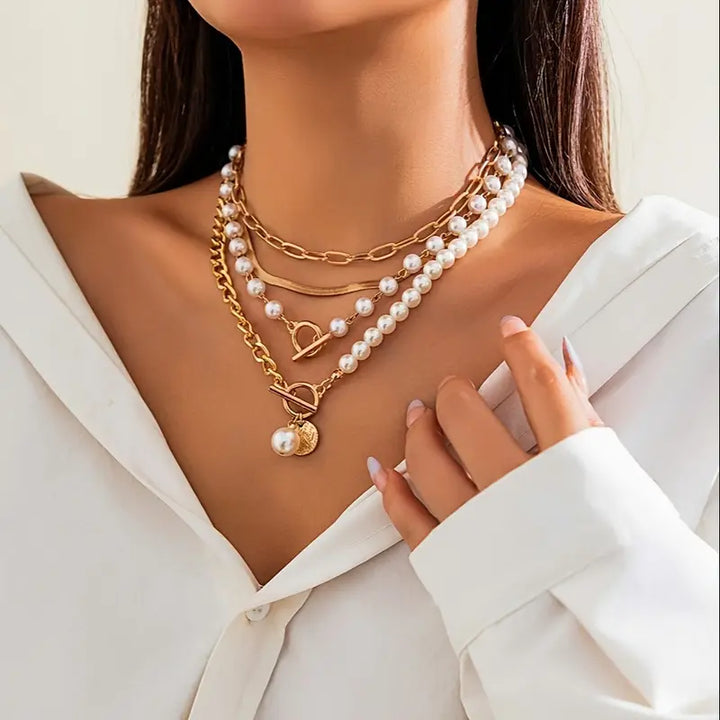 Set di Collane a Strati con Perle Moderne