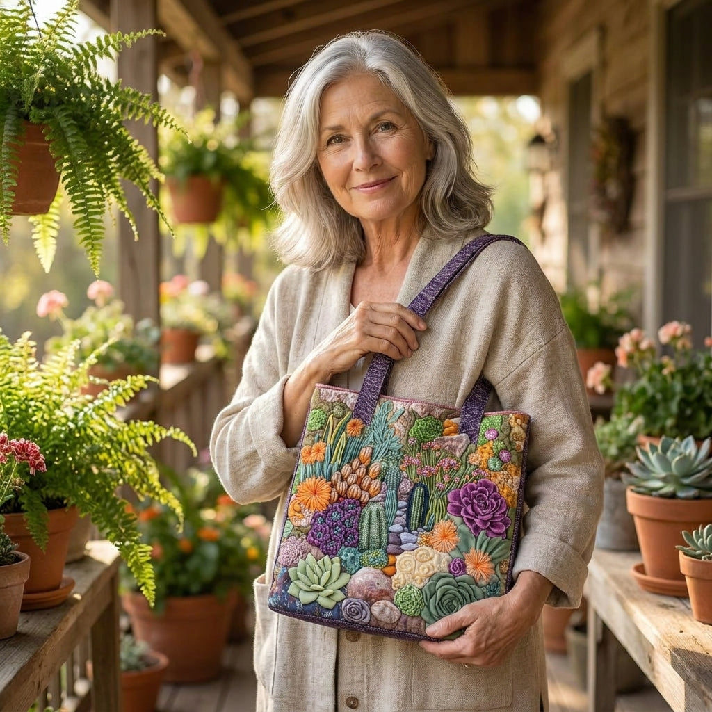 Borsa Tote Artigianale - Giardino di Succulente