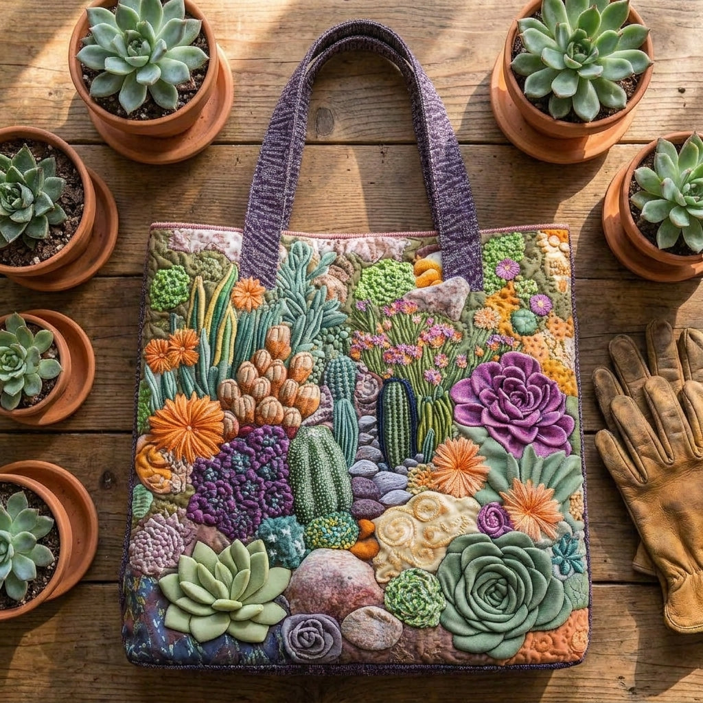 Borsa Tote Artigianale - Giardino di Succulente