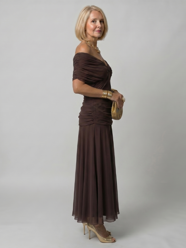 Calen | Vestito Midi Off Shoulder Fluttuante