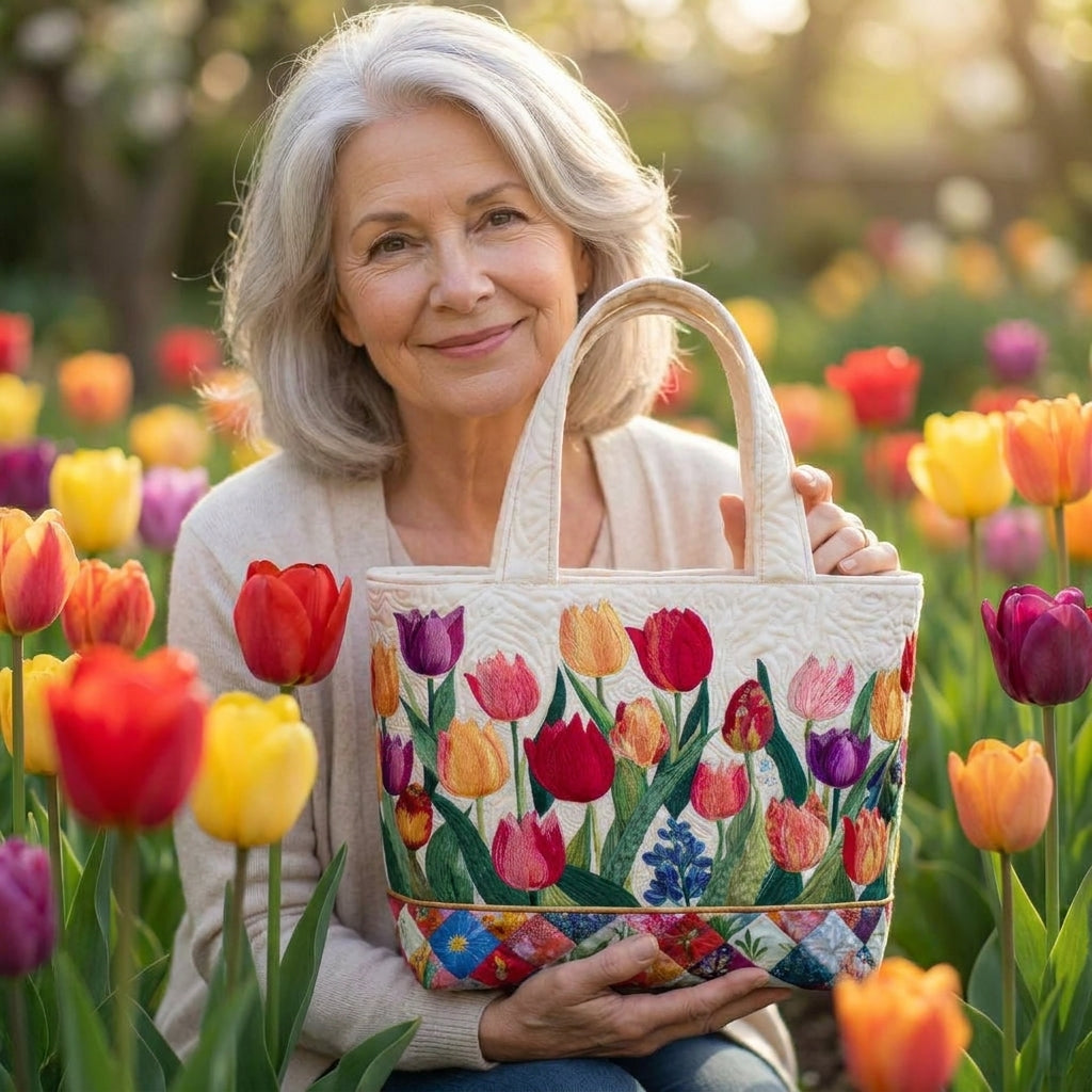 Borsa Tote Trapuntata - Giardino di Tulipani