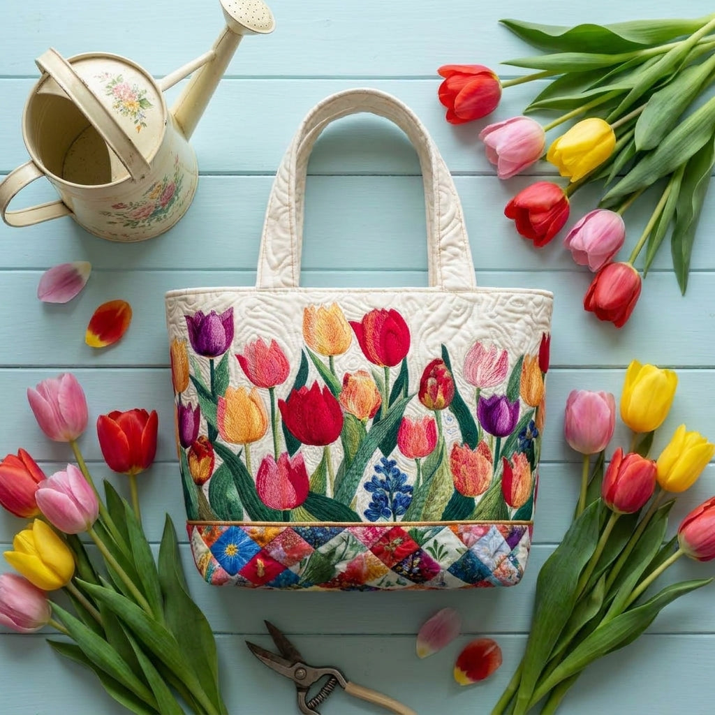 Borsa Tote Trapuntata - Giardino di Tulipani