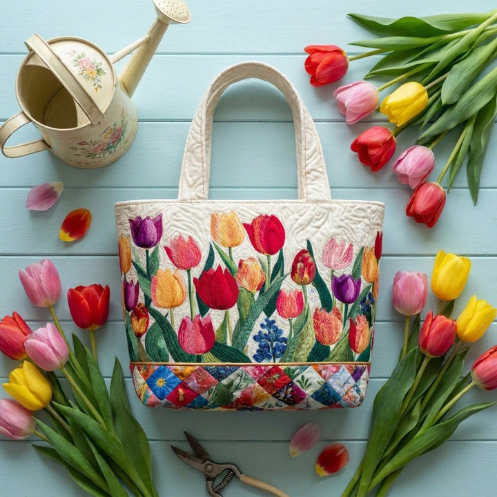 Borsa Tote Trapuntata - Giardino di Tulipani
