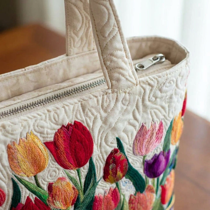 Borsa Tote Trapuntata - Giardino di Tulipani
