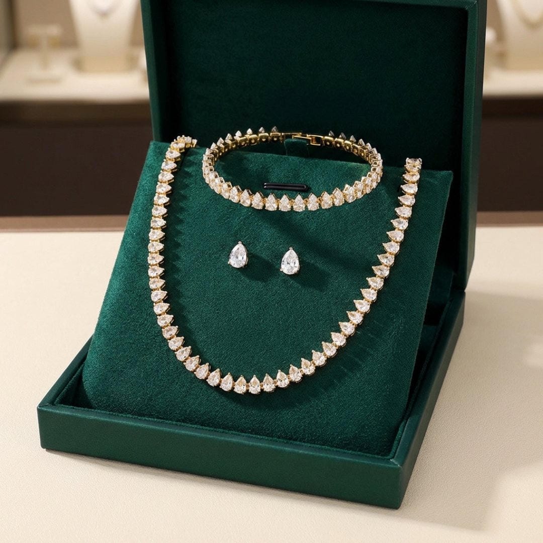 Splendido Set Completo di Zirconia Cubica Trasparente