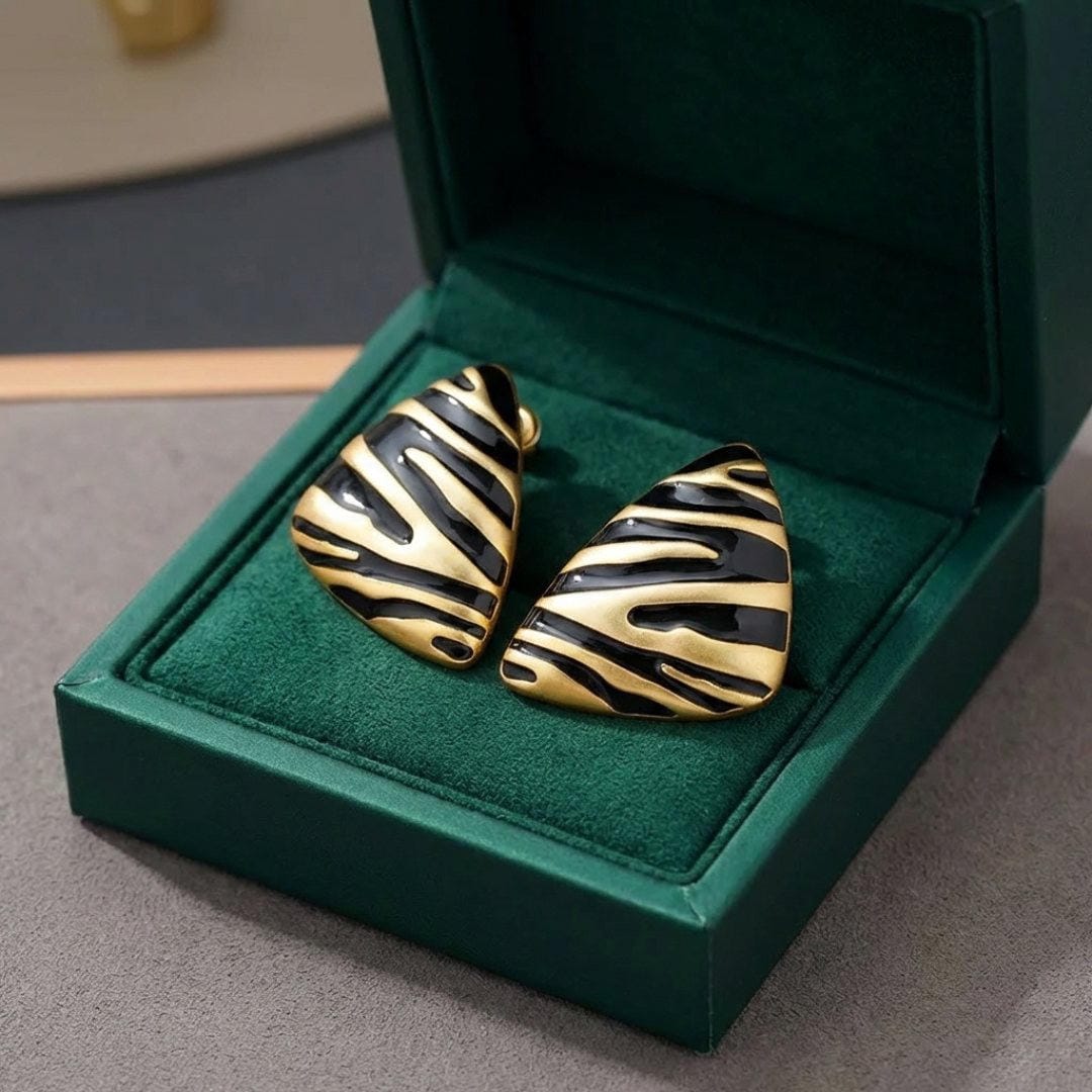 Orecchini a Perno Zebra Triangolari