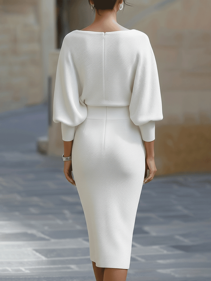 CIELO | Abito Midi Drappeggiato Bianco