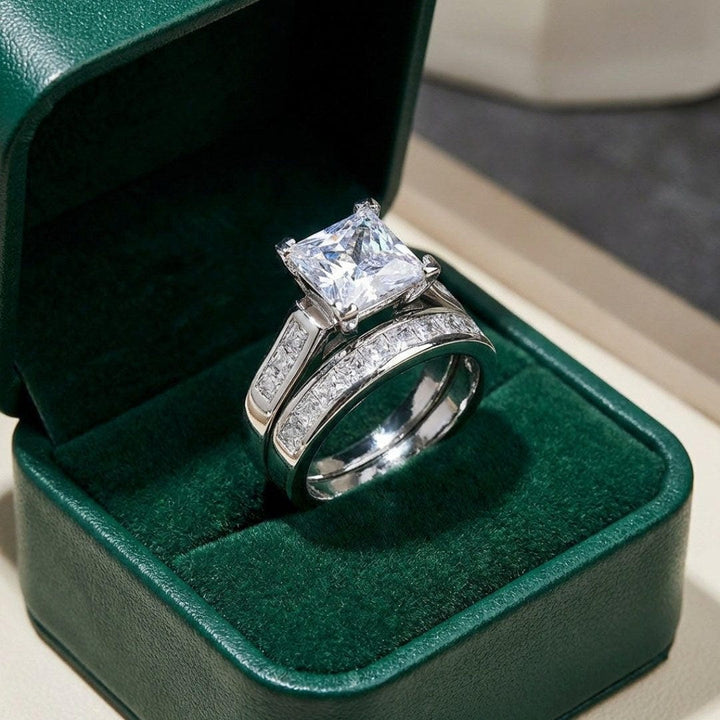 Set di Anelli Promessa in Zirconia Squisita