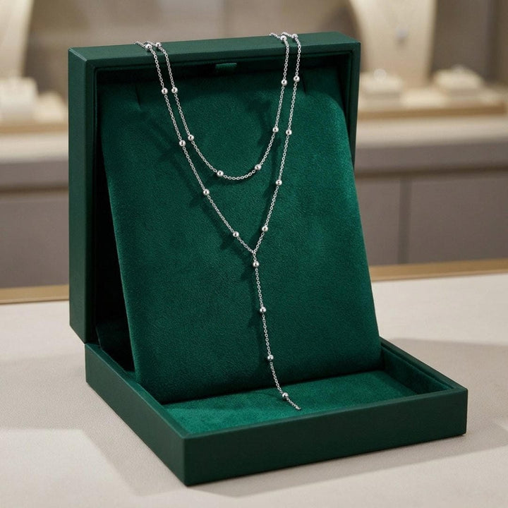 Collana con Perline a Frange Doppia Strato Oro