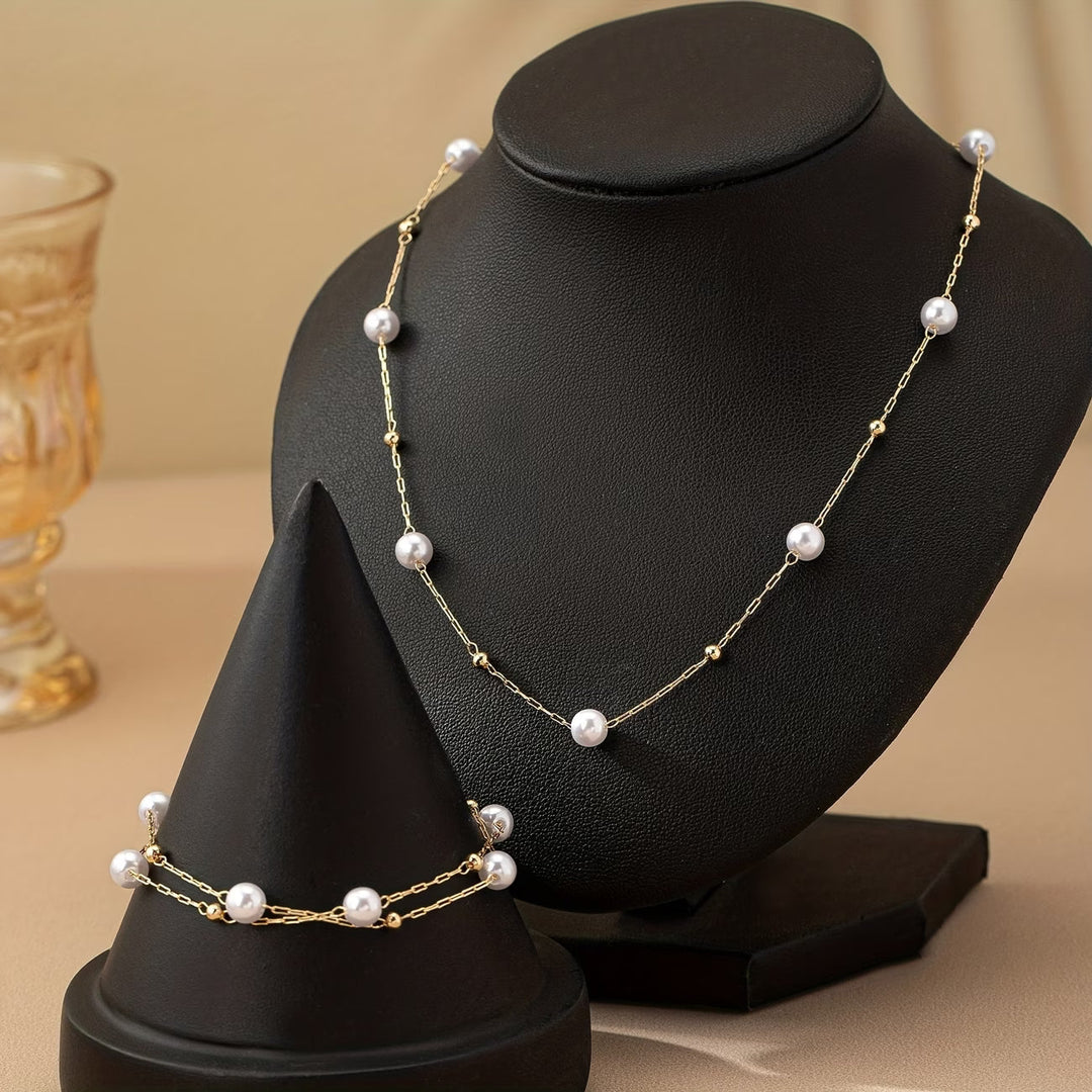 Set di Gioielli con Catena di Perle Delicate