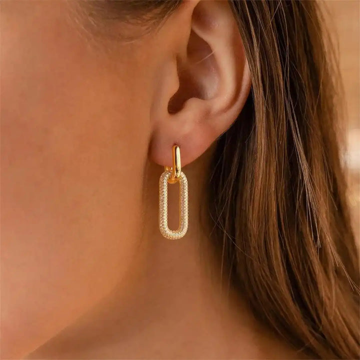 Orecchini a Cerchio Geometrici Retro con Strass