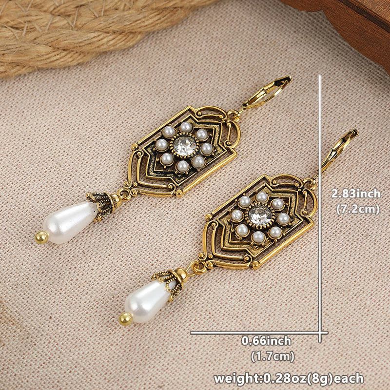 Orecchini Vintage Incastonati in Oro e Perle