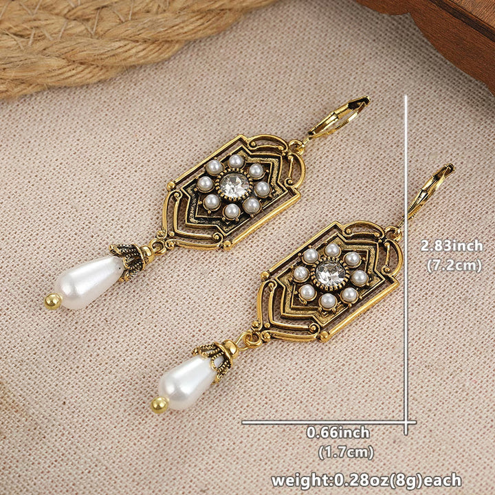 Orecchini Vintage Incastonati in Oro e Perle