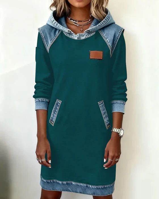 Alexa | Vestito con Cappuccio a Contrasto Confortevole