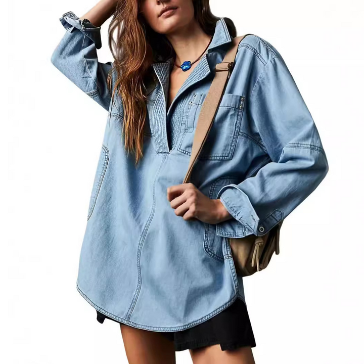 Emilia | Tunica in Denim Chic con Collo a V