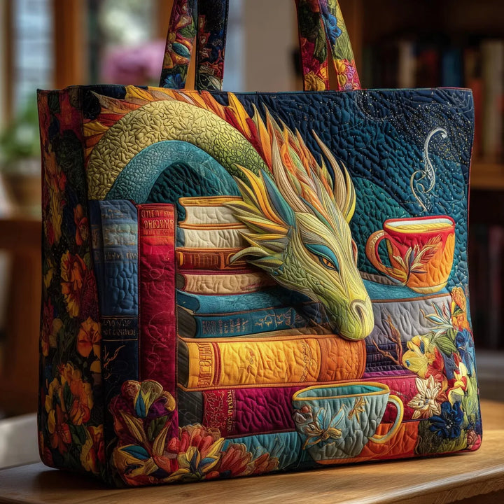 Borsa Artigianale - Lettore di Draghi con Libri e Tazze