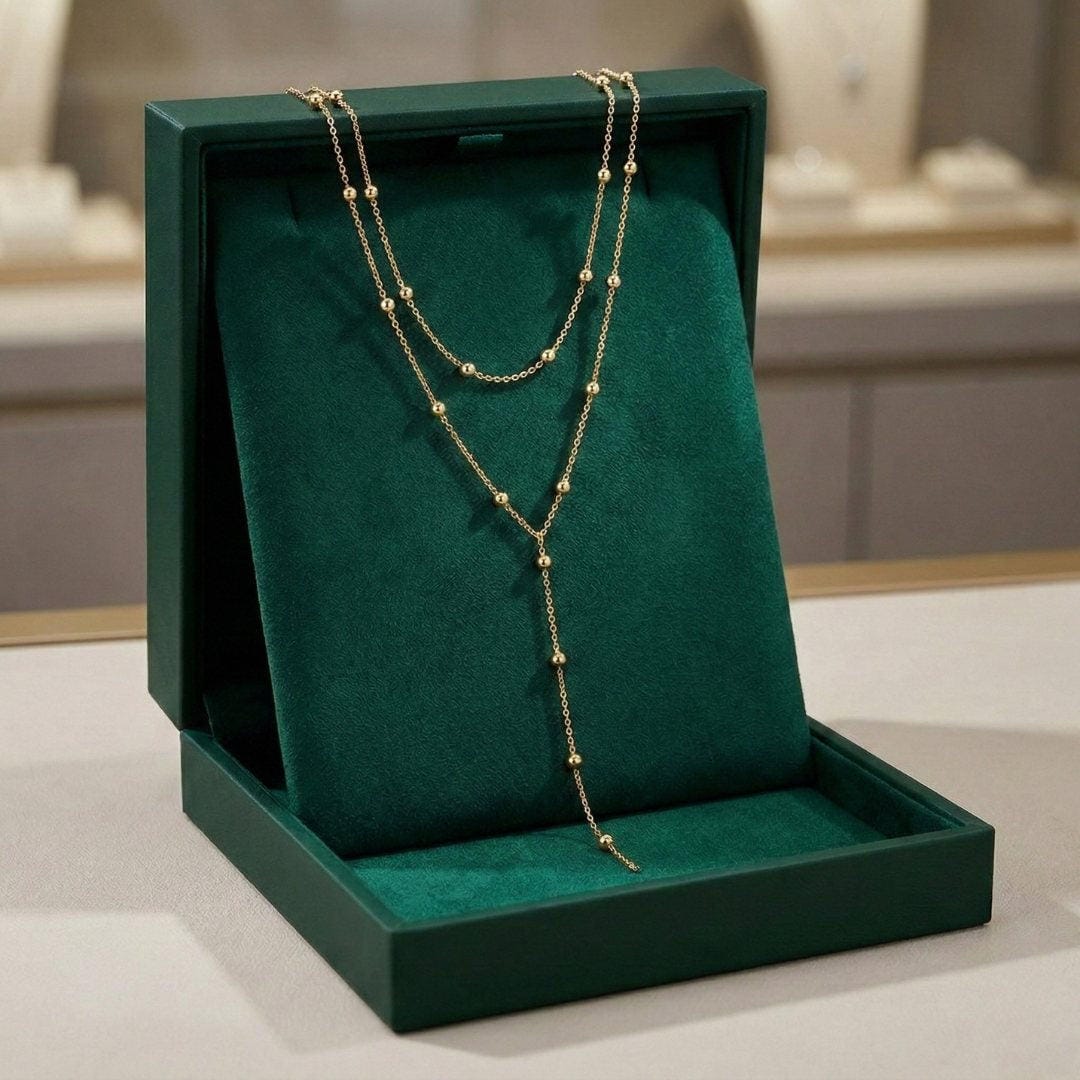 Collana con Perline a Frange Doppia Strato Oro