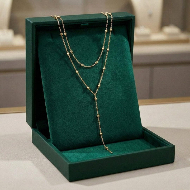 Collana con Perline a Frange Doppia Strato Oro
