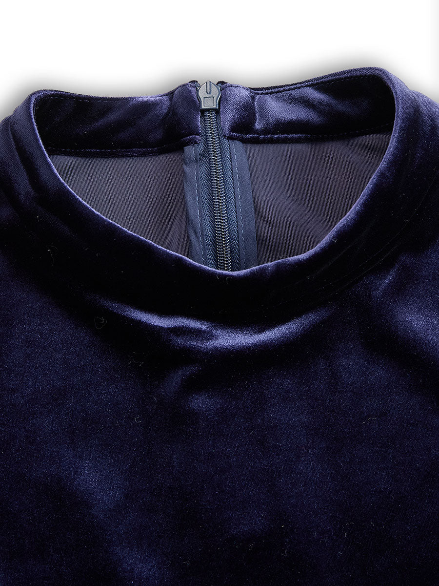CIELO | Abito Midi Blu Navy a Maniche Lunghe